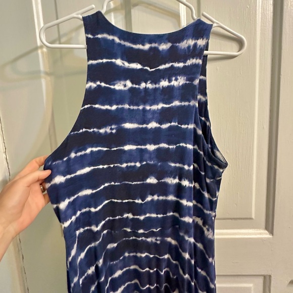 Athleta Santorini Thera Printed Dress Women’s Navy & White Tie Dye Size LP - Picture 4 of 16